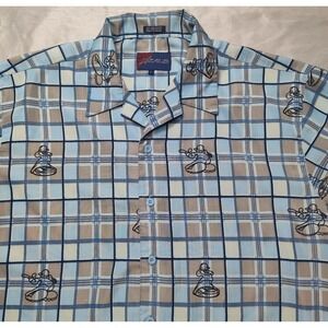 VTG KAD CLOTHING CO HIP HOP CHARACTOR Men Large Blue Plaid Button Shirt